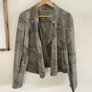 Anthropologie Suede camo Moto jacket- Marrakech